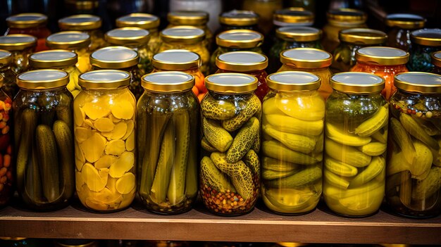 Photo a photo of a variety of locally produced pickles