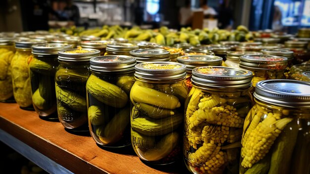Photo a photo of a variety of locally produced pickles
