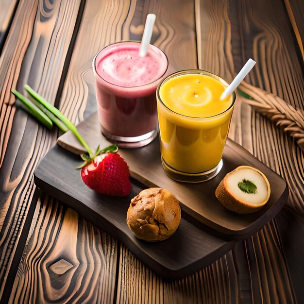 Photo a variety of smoothies are on a table ai generated