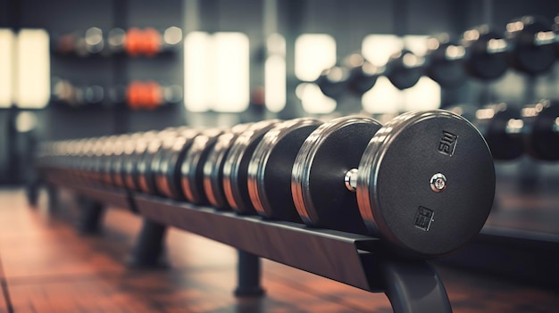 A photo of a variety of weightlifting dumbbells