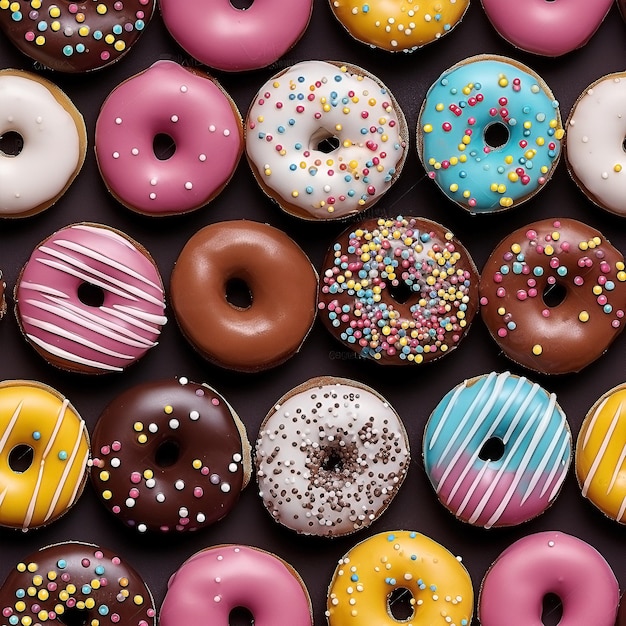 Photo of various assorted colorful donut isolated on a white background