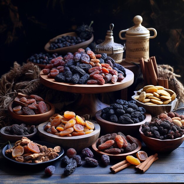 photo various dried fruits dates plums raisins figs