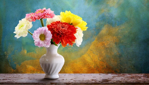 Photo various flowers in a vase generated by ai