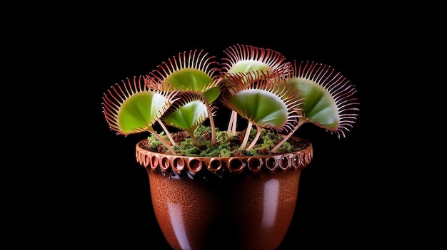 Foto foto del fiore venus flytrap in vaso isolato su sfondo bianco