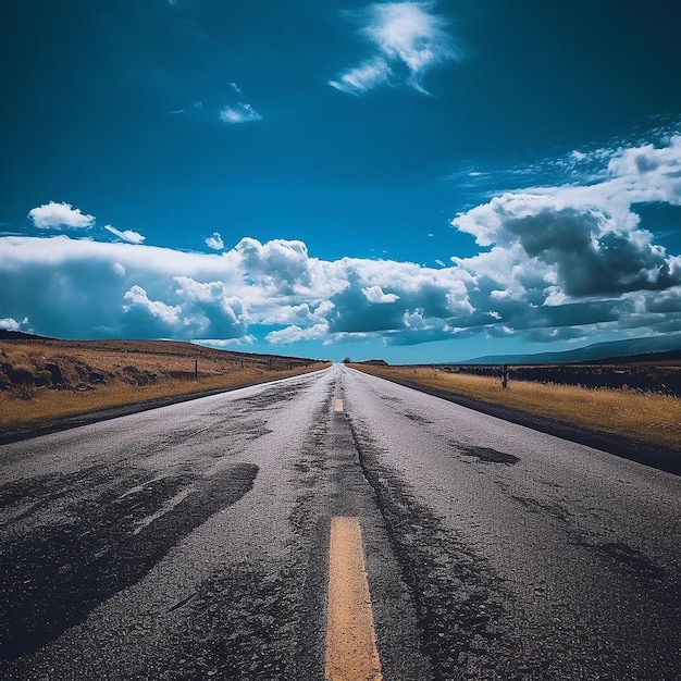 photo vertical shot of an asphalt road