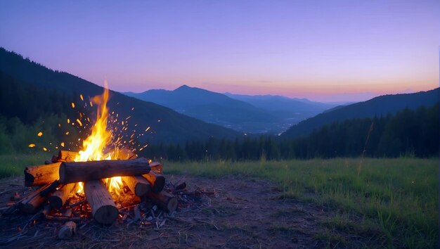 Foto foto verticale di un fuoco di campo cielo nuvoloso al mattino