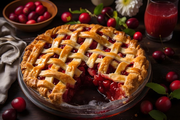 Photo of very delicious cranberry apple pie