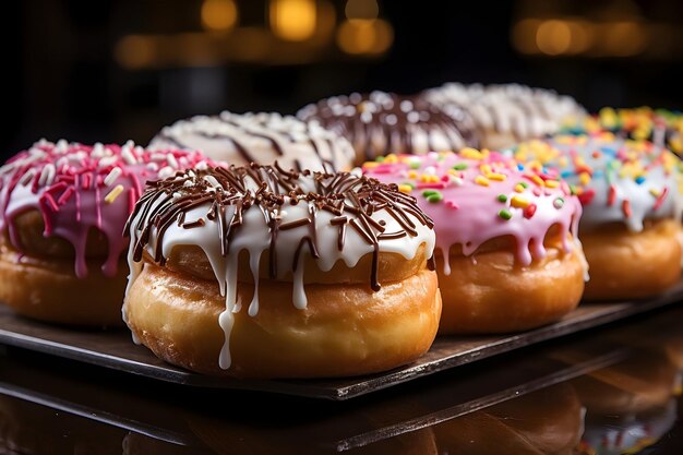 Photo photo of very delicious donuts of various flavors