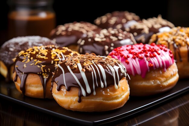 Photo photo of very delicious donuts of various flavors