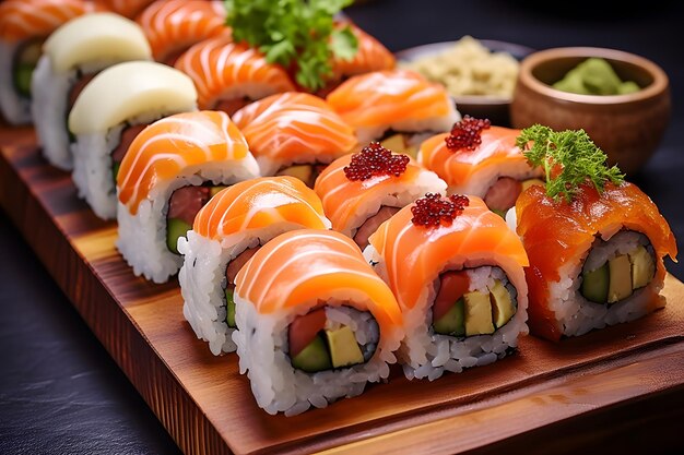 Photo of very delicious salmon sushi