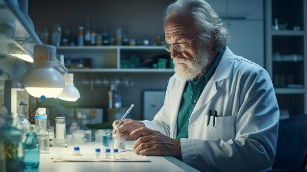 Photo a photo of a veterinarian preparing medication