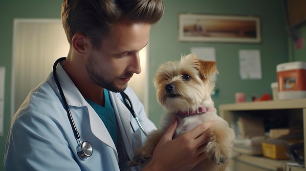 A photo of a veterinarian providing first aid to a pet in need