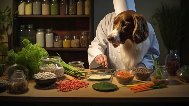 Foto di un tecnico veterinario che prepara un piano di dieta personalizzato per gli animali domestici