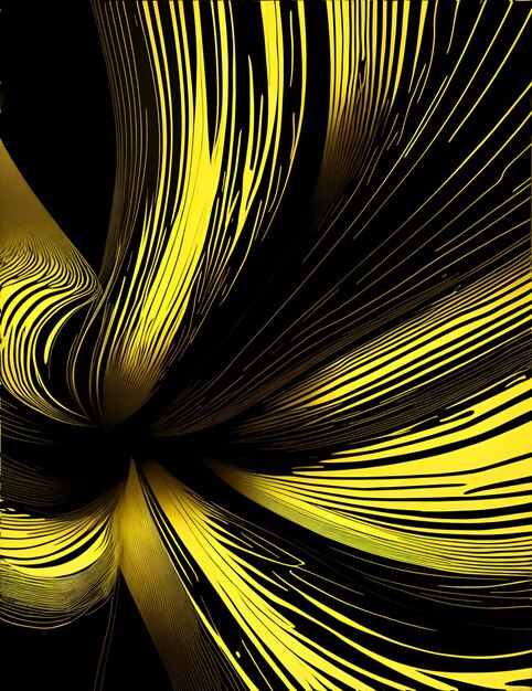 Photo of a vibrant abstract background with bold black and yellow lines