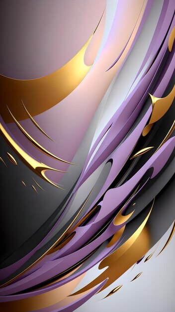 Photo of a vibrant abstract background with flowing curves in shades of purple and gold