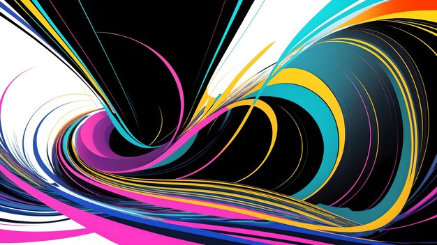 Photo of a vibrant abstract composition with dynamic lines and curves