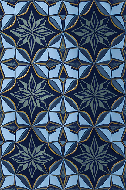 Photo of a vibrant blue and gold pattern against a sleek black background