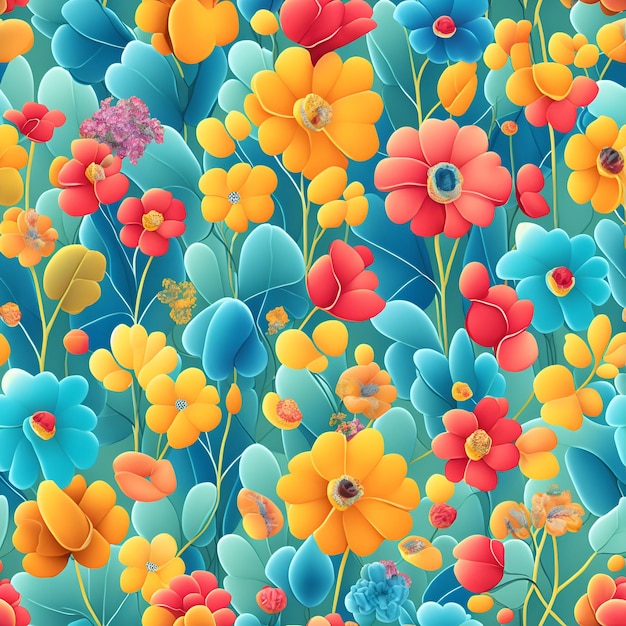 Photo of a vibrant bouquet of flowers on a vibrant blue background