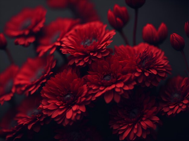 Photo photo of a vibrant bouquet of red flowers in a beautifully arranged vase