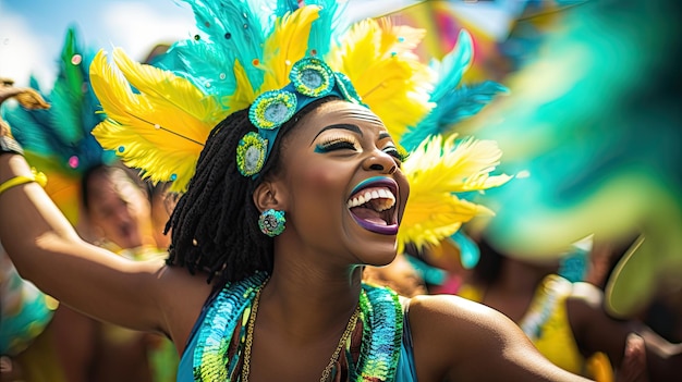 A photo of a vibrant Caribbean carnival ocean backdrop