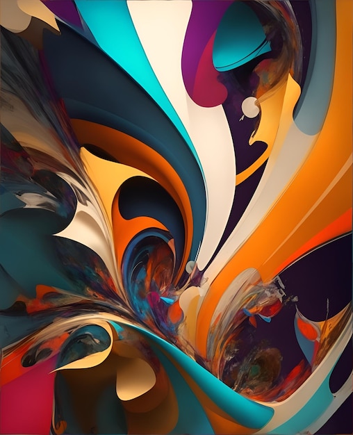 Photo of a vibrant and colorful abstract painting with a variety of hues and tones