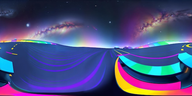 Photo of a vibrant and colorful landscape created through computer graphics