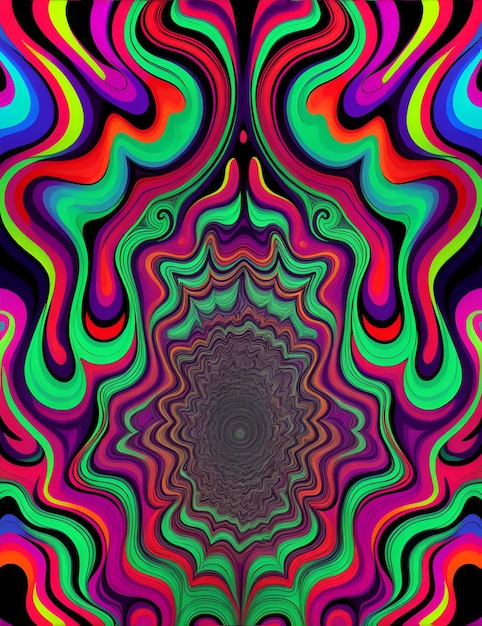 Photo of a vibrant and colorful psychedelic pattern