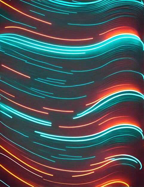 Photo of a vibrant and colorful wall illuminated by an array of neon lights