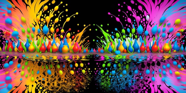 Photo of a vibrant and dynamic abstract background with colorful paint splashes