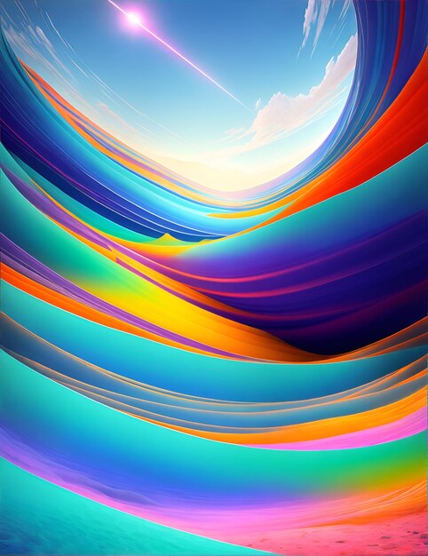 Photo of a vibrant and dynamic wave in a digital artwork