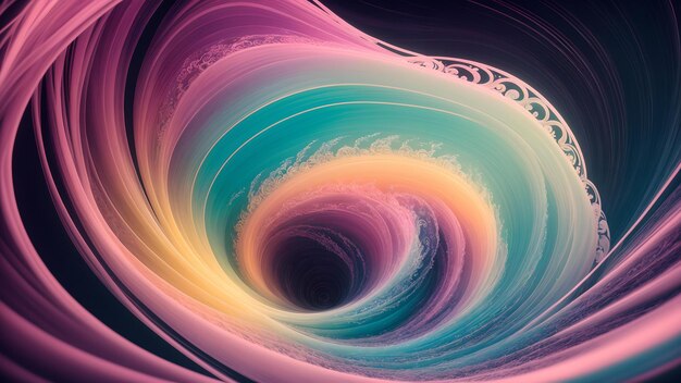 Photo of a vibrant and mesmerizing abstract swirl against a dark backdrop