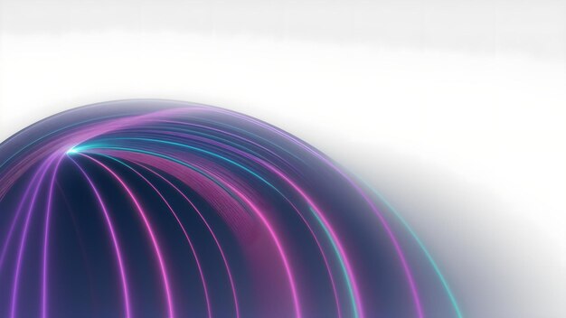 Photo of a vibrant neon abstract background with glowing lines in shades of purple and blue