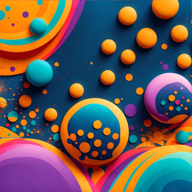 Photo of a vibrant and playful background filled with colorful circles and dots