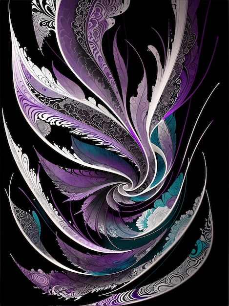 Photo of a vibrant purple and white swirl on a mysterious black background