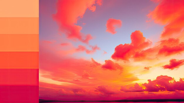 A photo of a vibrant sunset warm hues