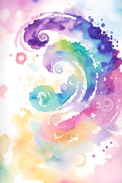 Photo photo of a vibrant watercolor painting with swirling colors and bubbles