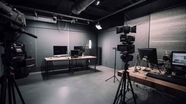 Photo a photo of a video production studio with sound recording