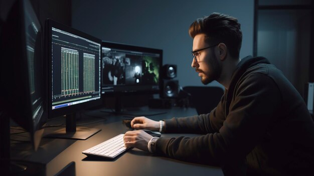 A Photo of a Videographer Editing Footage on Computer