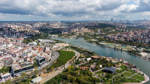 Photo view of Istanbul Golden Horn (Halic) taken with drone, Halic - Istanbul