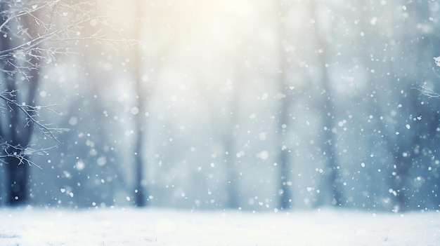 クリスマスミステリーの背景に雪山とモミの木の風景の写真ビュー