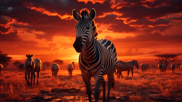 Photo view of zebras in their habitat on safari in Okavango delta Botswana generated by AI