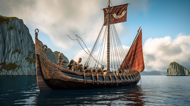 Photo of a Viking longship Ai Generative
