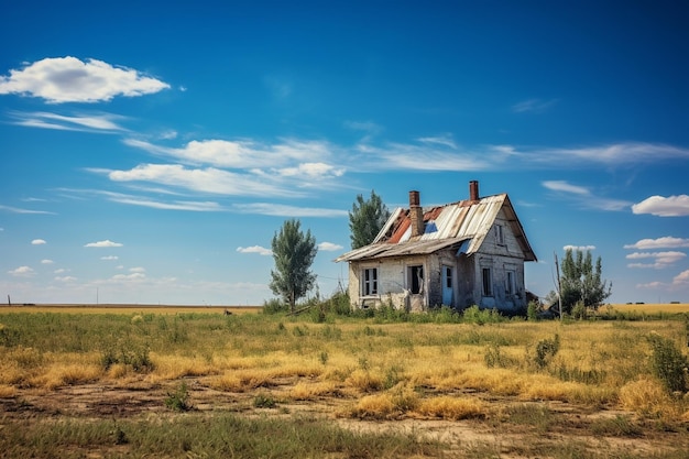 Photo photo village house in summer day blue sky on surface