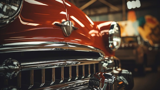 A photo of a vintage car detail restoration