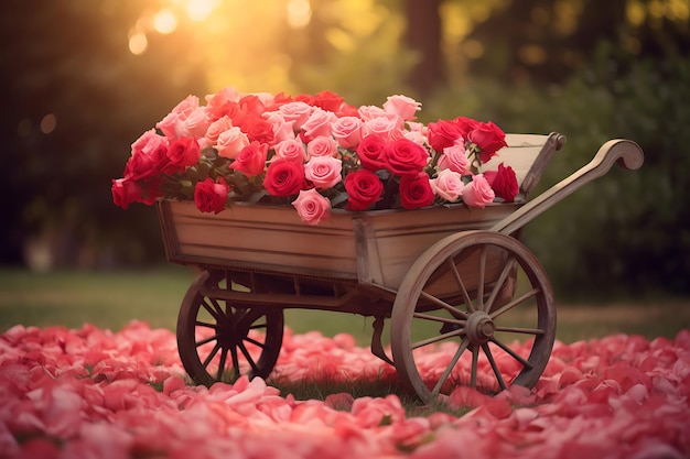 Фото винтажной поливной банки среди цветущих роз Цветочный сад