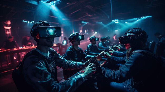 Photo a photo of a virtual reality gaming tournament