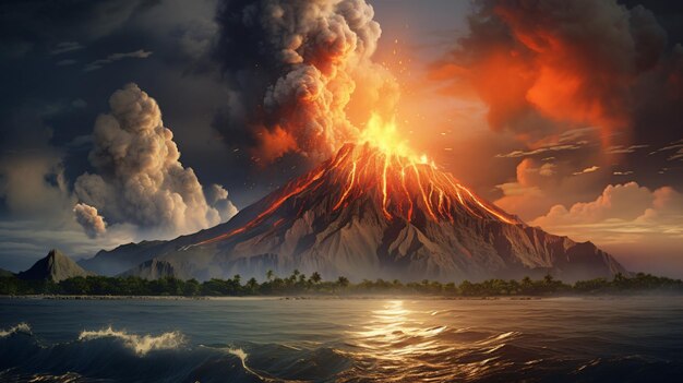 Photo of the volcanic eruption Krakatoa