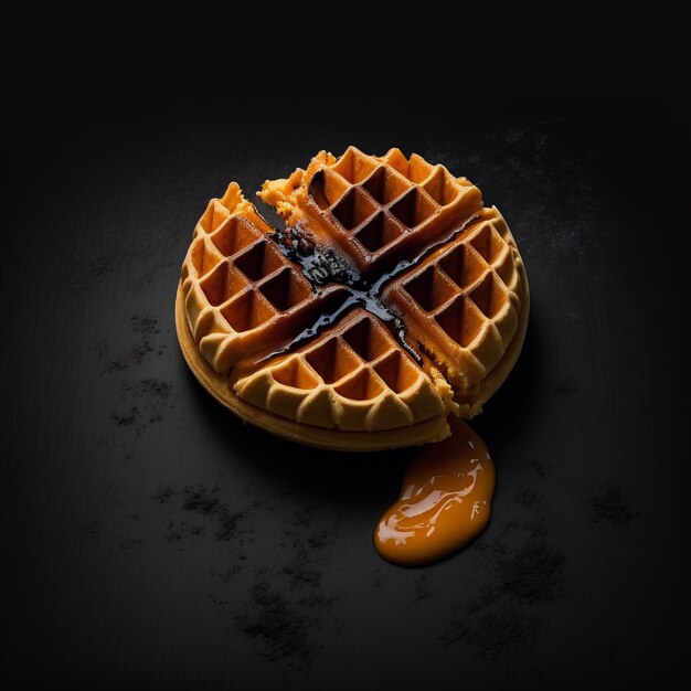 Photo Waffles on black background