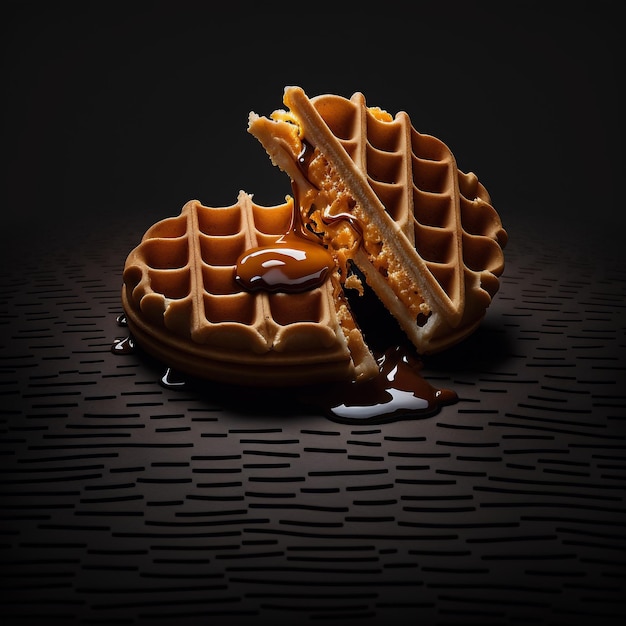 Photo Waffles on black background