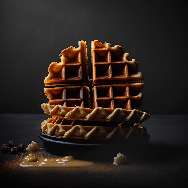 Photo Waffles on black background